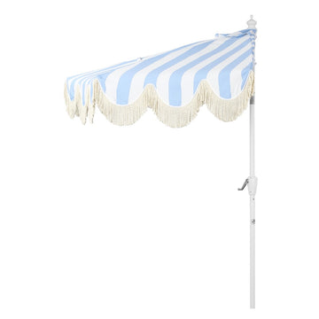 Beverly 9 ft. Designer Classic Scalloped Fringe Half Market Patio Umbrella